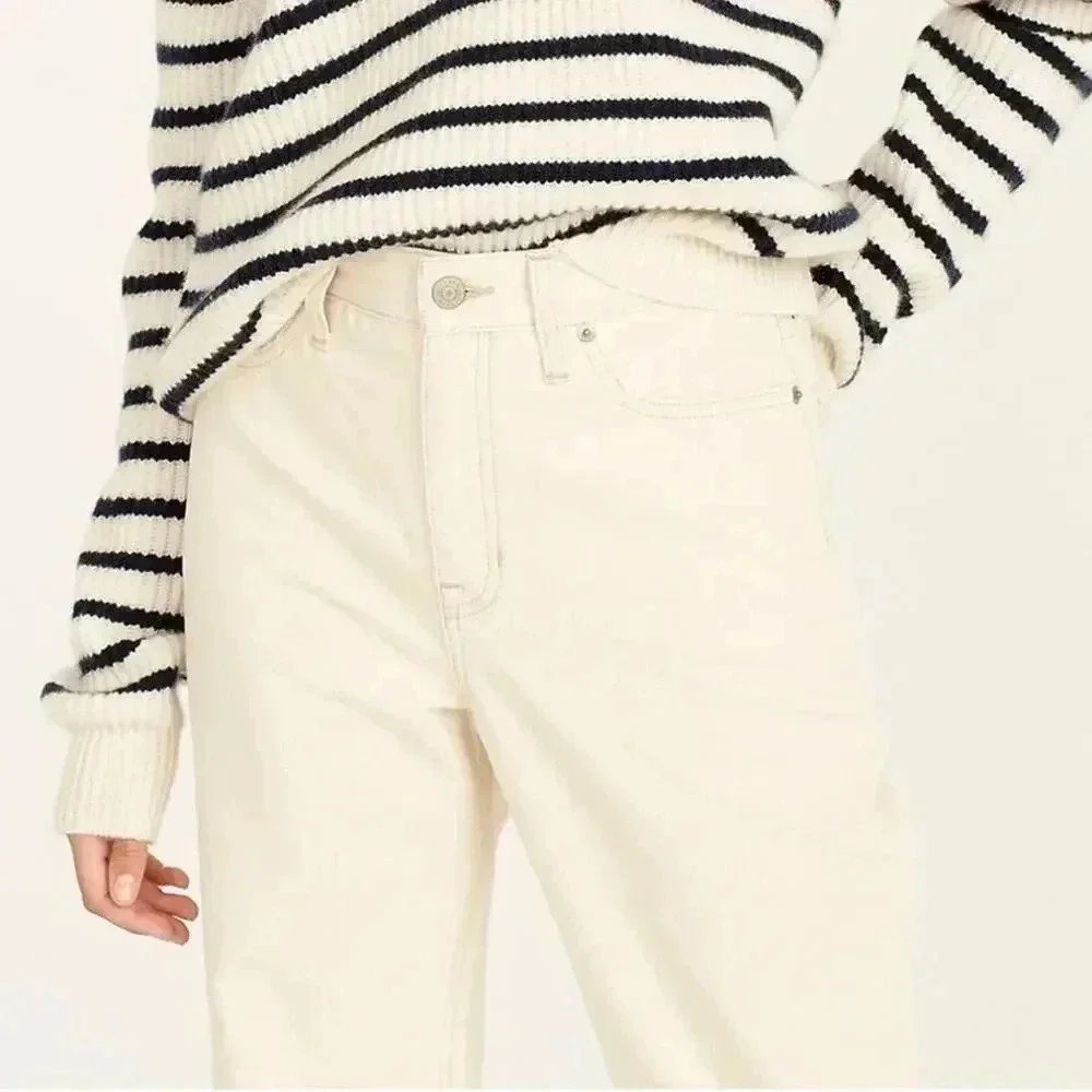 J. Crew Slouchy Boyfriend Jean in Ecru Natural 100% Cotton Size 24 NWT